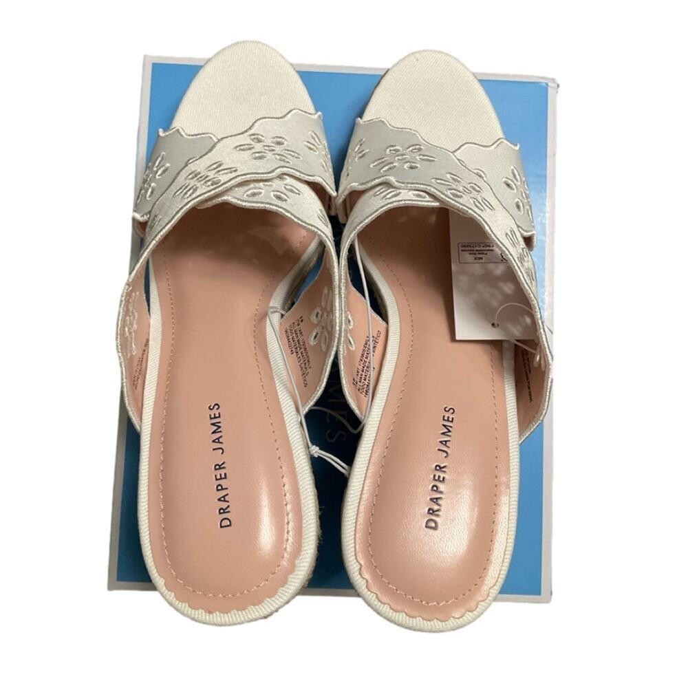 Draper James Women's Sandal White Eyelet Fabric Wedge Heel Size 9 NEW NIB - Picture 7 of 12